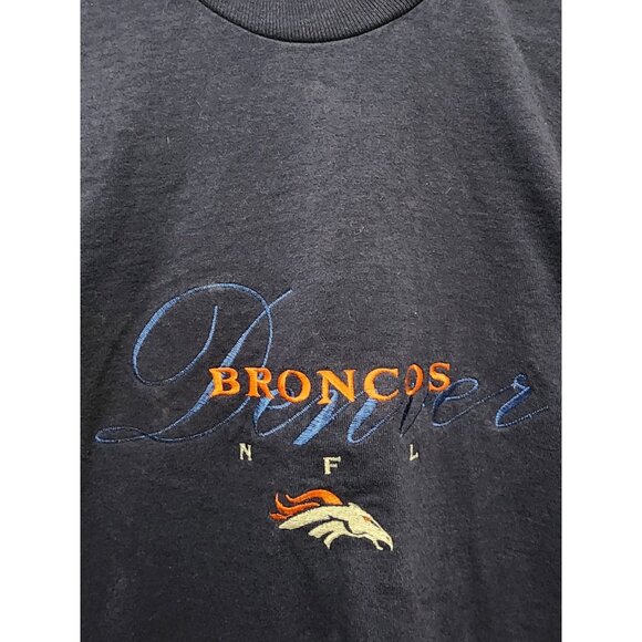 Vtg Denver Broncos Adult TShirt Sz Medium Embroidered Logo Single Stitch Y2K - Picture 3 of 6